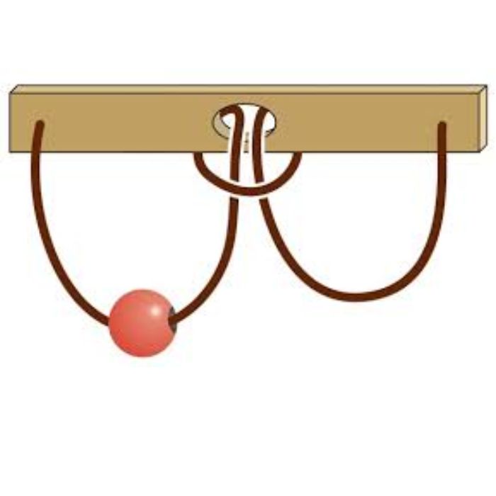Disentanglement puzzle with string and bead